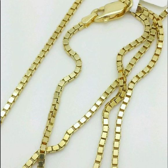 New 14K Solid Gold Box Chain 20” Men Women - Picture 1 of 3